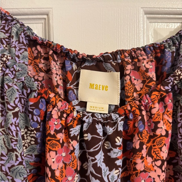 Anthropologie Maeve Boho Womens M Vallita Floral Off Shoulder Ruffle Top Summer - Picture 4 of 6